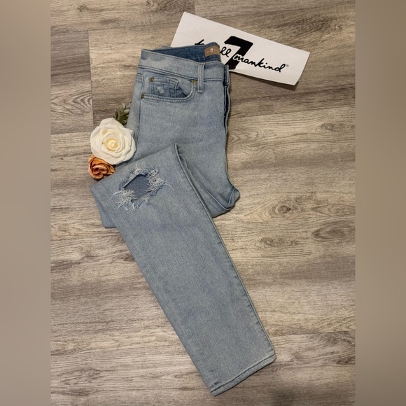 Seven For All Mankind Luxe Vintage Women's Distressed Boyfriend Jeans SZ 26 $268 - Picture 1 of 14